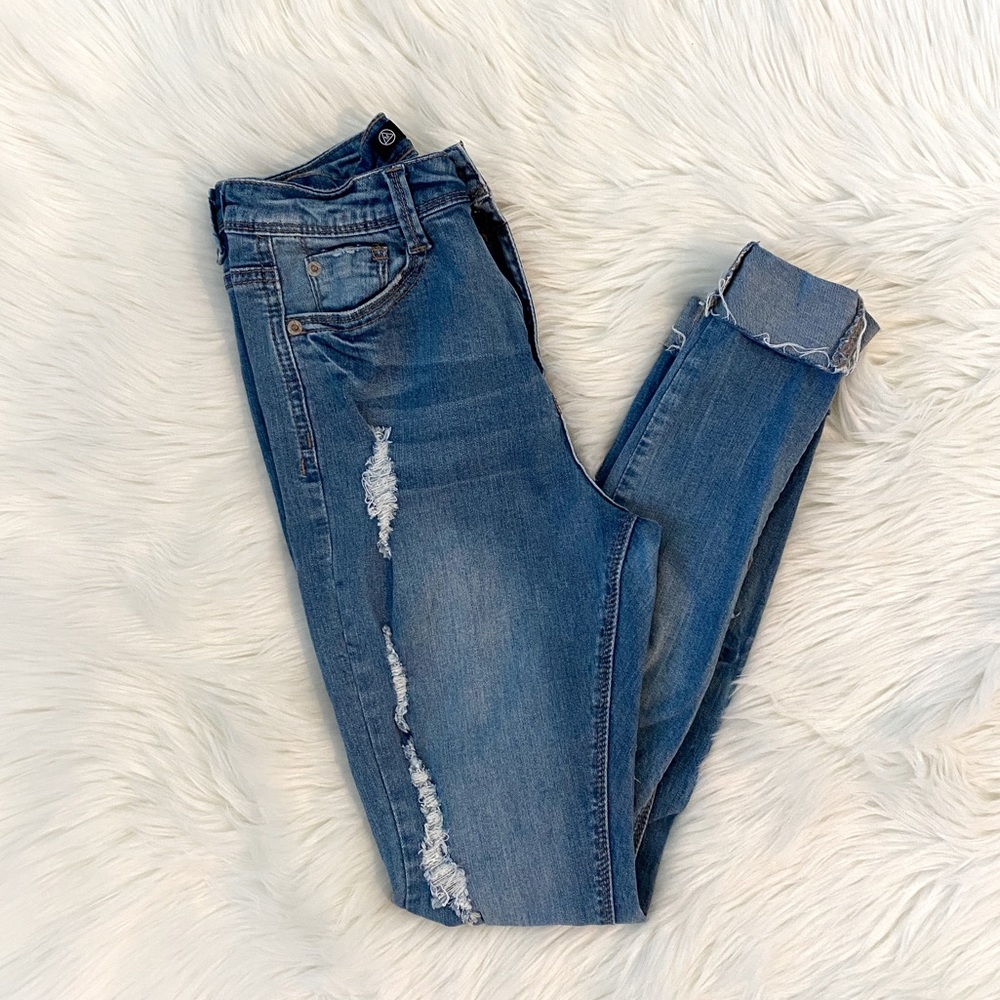 Missguided Distressed High Waisted Skinny Jeans